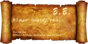 Blayer Boglárka névjegykártya